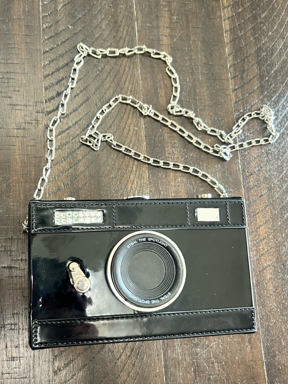 Camera-Shaped Crossbody Bag - Black